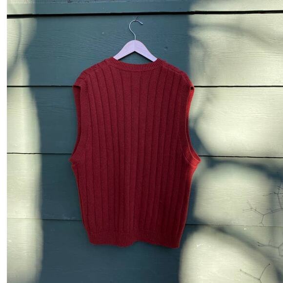 Vintage Cable Knit Vest Sienna Orange Made in USA - Picture 3 of 7